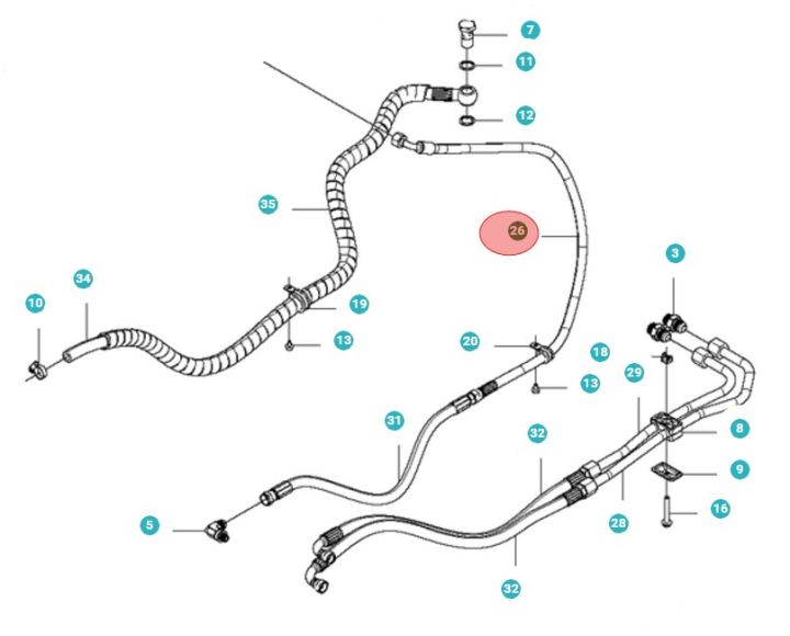 Hydraulslang, L=1090 i gruppen  hos Entreprenadbutiken (5010876-01)