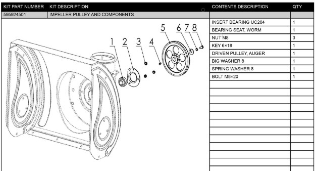 IMPELLER PULLEY AND COMPONENTS i gruppen  hos Entreprenadbutiken (5959245-01)