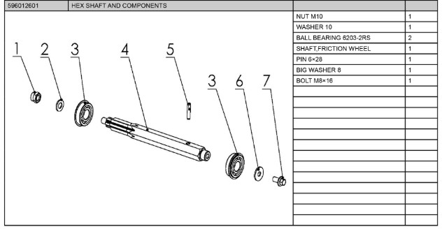 HEX SHAFT AND COMPONENTS i gruppen  hos Entreprenadbutiken (5960126-01)