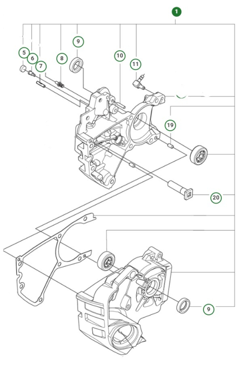 CRANKCASE ASSY 39CC HUSQVARNA i gruppen  hos Entreprenadbutiken (5998093-01)