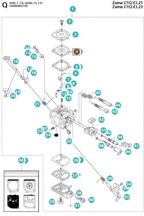 Styrmembran Husqvarna 245RX, 343FR, 345R, 55