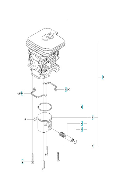 Cylinderkit Husqvarna 135, 140, 435, 440, Jonsered CS2240