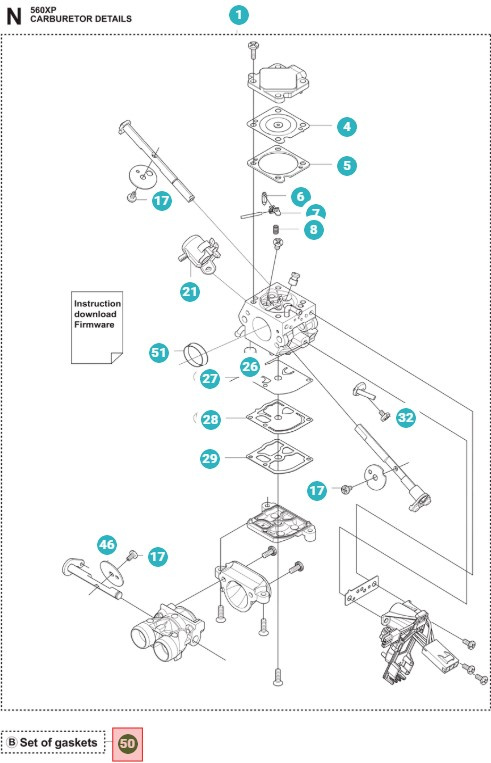 Membransats Husqvarna 555, 560XP, 562XP, 565, 572XP