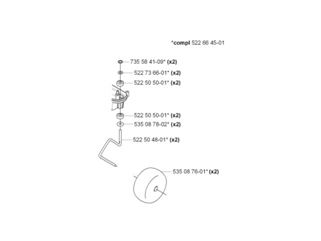 Framhjul axelsats 6mm