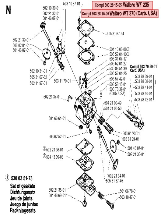 Förgasare 232R, 235FR, 235R, CC2036, GR2036