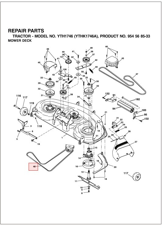 Rem klippaggregat Husqvarna GT200, YTH1746, YTH180, YTH2046