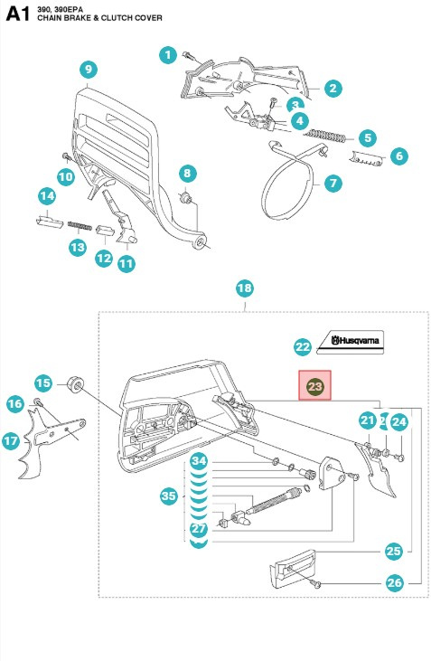 Kopplingskåpa Husqvarna 390XP, 390XPG