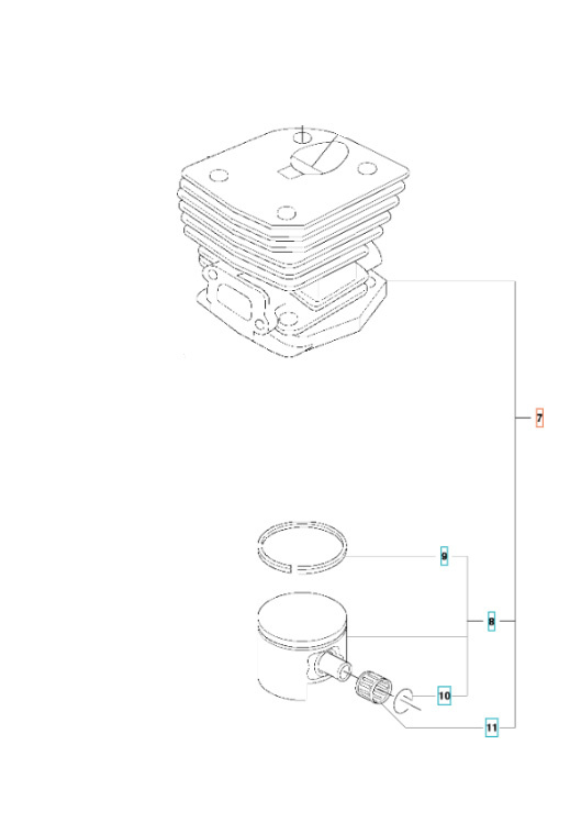 Cylinderkit Husqvarna 353, Jonsered CS2147, CS2152