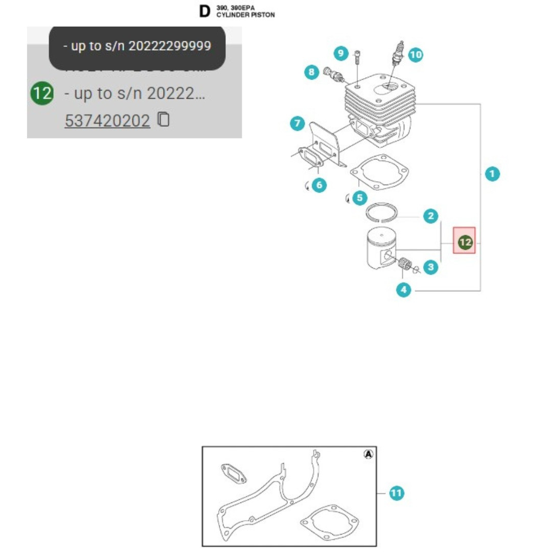 Kolv 55mm Husqvarna 390XP