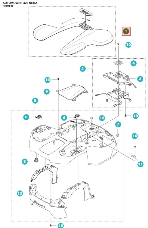 Toppkåpa Automower 320 Nera