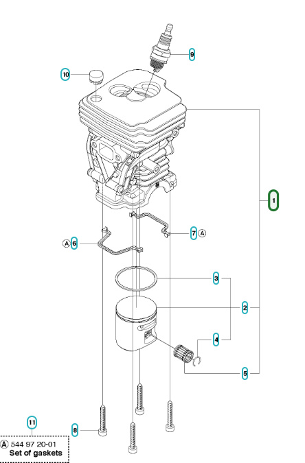 Cylinderkit Husqvarna 450, 450 Rancher, CS2250S