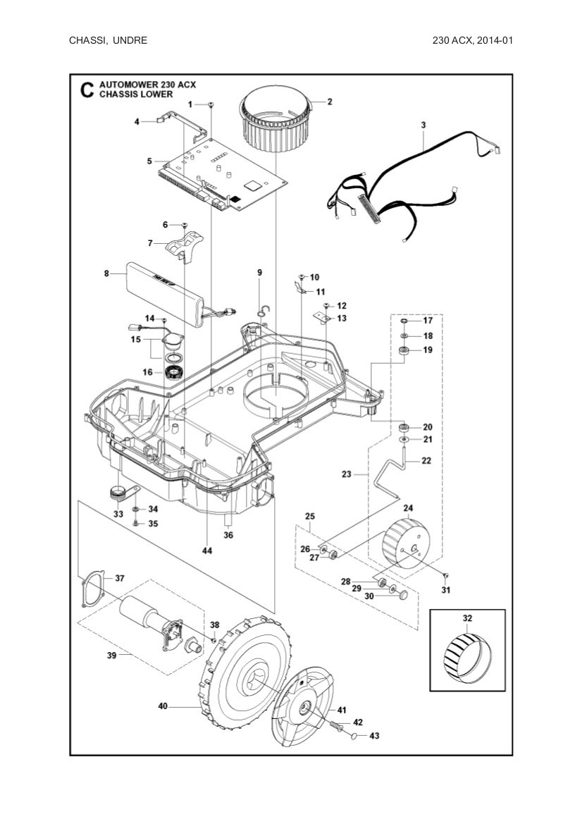 Chassi underdel 220AC, 230ACX, 260ACX, 265ACX