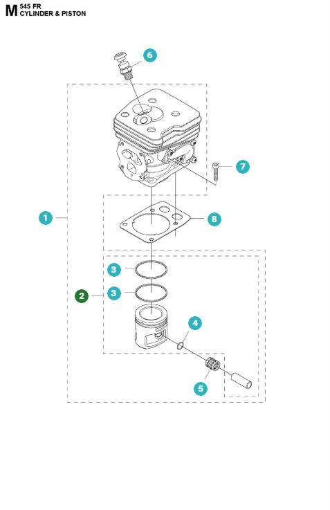 Kolv 42mm Husqvarna 345FR, 545FR, 545FX, 545RX, FC/CC 2245