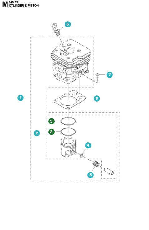 Kolvring 42mm Husqvarna 345FR, 545FR, 545FX, 545RX, FC/CC 2245