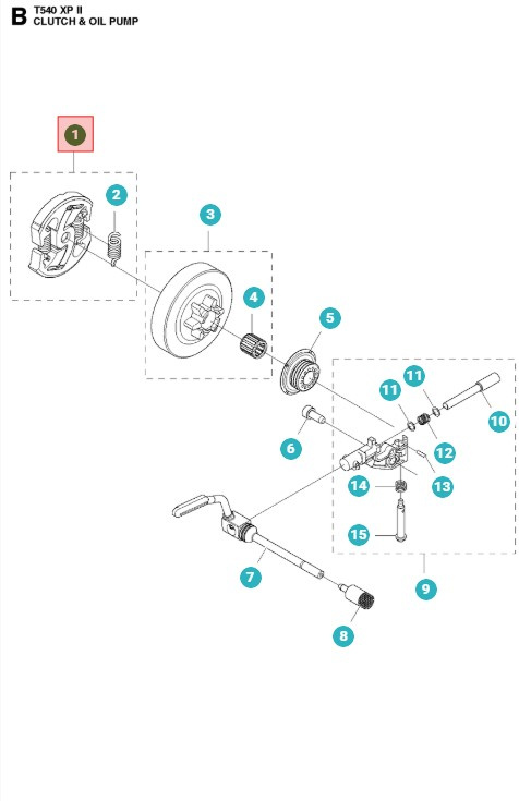 Koppling Husqvarna T540XP, T540XP Mark II, 540XP Mark III