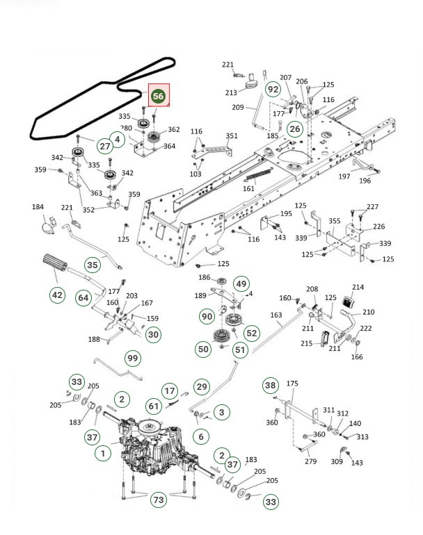 Drivrem Husqvarna TC142, TC238, TC239T, TC242, TC338 mfl