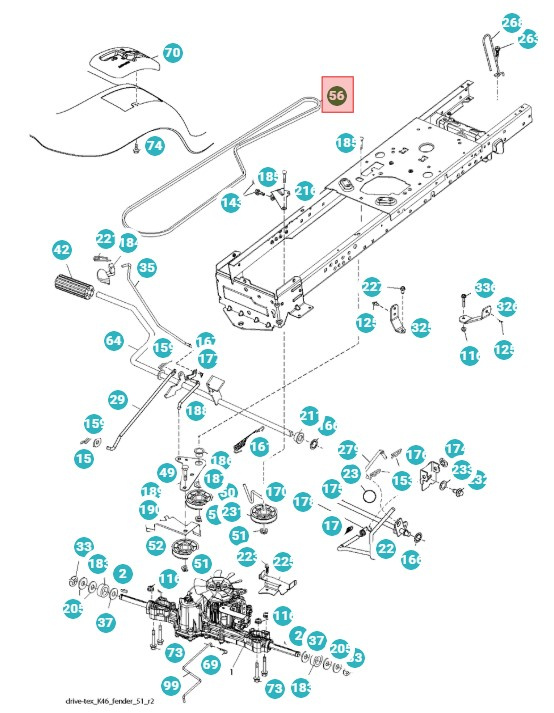Drivrem Husqvarna LTH154, LTH151, Jonsered LT2218A2, LT2216A2